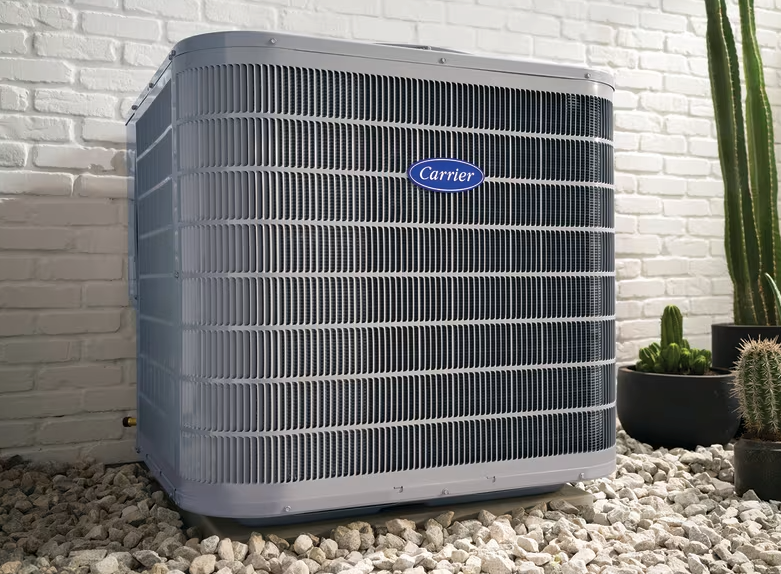 High-efficiency heat pump unit installed outdoors